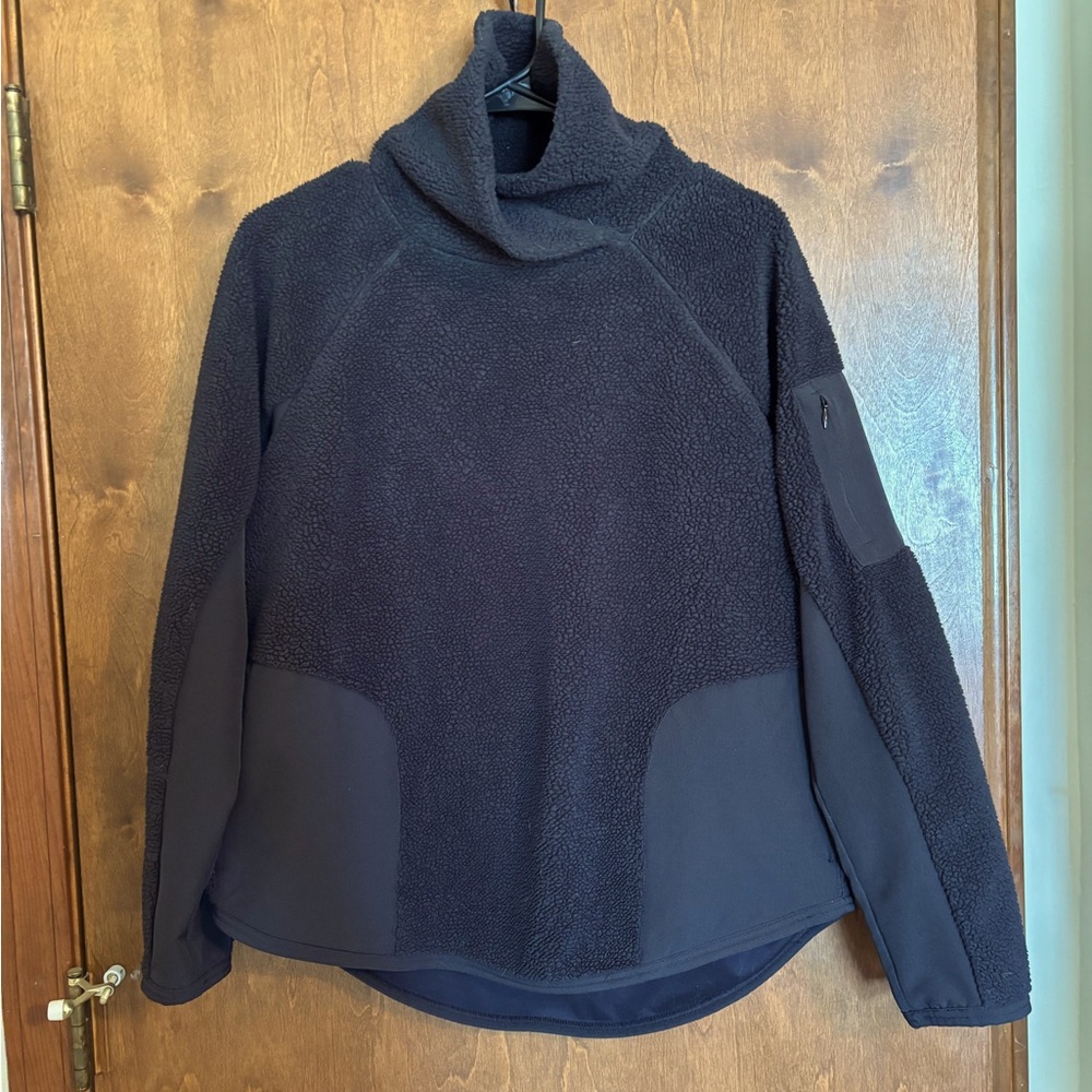 Women's Cowl neck Black Sweater with shoulder pocket